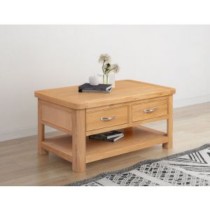 Cambridge Oak  Coffee Table with 2 Drawers