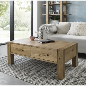 Gemini Light Oak Coffee Table With Drawers