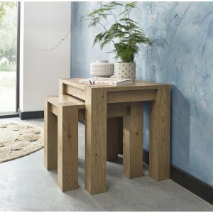 Gemini Light Oak Nest Of Lamp Tables