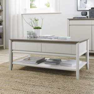 Bergen Grey Washed Oak & Soft Grey Coffee Table With Drawer 