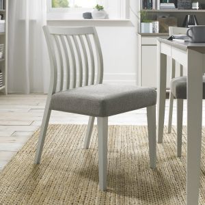 Bergen Grey Washed Low Slat Back Chair - Titanium Fabric (Pair)