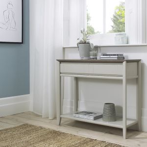 Bergen Grey Washed Oak & Soft Grey Console Table With Drawer 