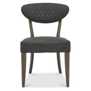 Lancashire Fumed Oak Upholstered Chair - Dark Grey Fabric (Pair)