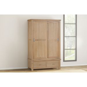 Farnworth Oak Double Robe with 2 Sliding Doors & 2 Drawers