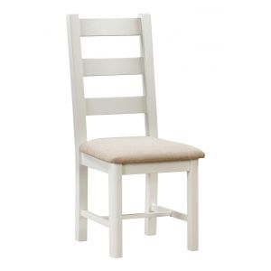 Farnworth Painted Pair of Ladderback Chairs with Fabric Seat