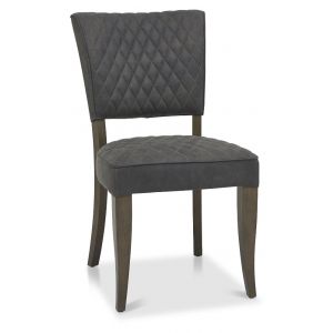Lancashire Fumed Oak Upholstered Chair- Dark Grey Fabric (Pair)