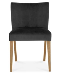 Gemini Light Oak Low Back Uph Chair - Gun Metal Velvet Fabric (Pair)