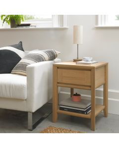 Bergen Oak Lamp Table with Drawer