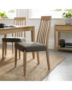 Bergen Oak Slat Back Chair Black/Gold Fabric ( Pair)