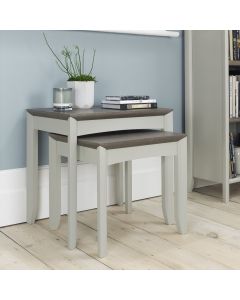 Bergen Grey Washed Oak & Soft Grey Nest Of Lamp Tables 