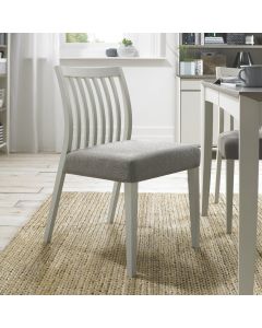 Bergen Grey Washed Low Slat Back Chair - Titanium Fabric (Pair)