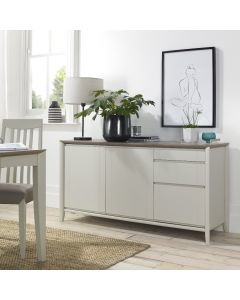 Bergen Grey Washed Oak & Soft Grey Wide Sideboard 