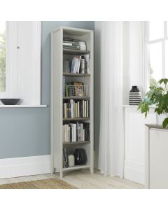 Bergen Grey Washed Oak & Soft Grey Narrow Bookcase 