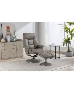 Berlin Swivel Recliner Chair – Grey Plush Faux Leather Assembly Included