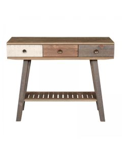 Boston Console Table with slatted shelf - Wood Leg