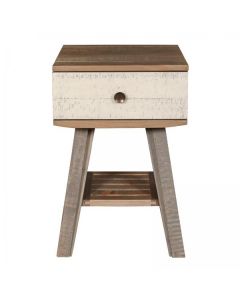 Boston  Lamp Table with drawer and slatted shelf - Wood Leg