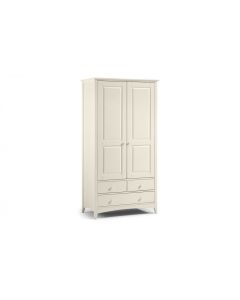 Clara Pine Combination Wardrobe- Stone White