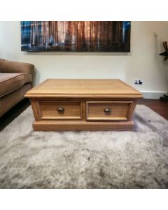 Durham Oak Coffee Table 2 Double Drawers       