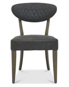 Lancashire Fumed Oak Upholstered Chair - Dark Grey Fabric (Pair)