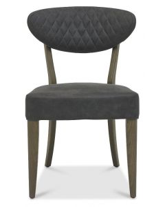 Lancashire Fumed Oak Upholstered Chair - Dark Grey Fabric (Pair)