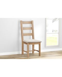 Farnworth Oak Pair of Ladderback Chairs with Fabric Seat