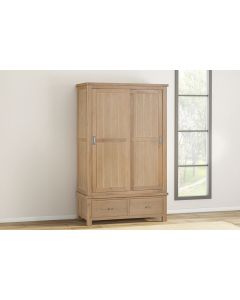 Farnworth Oak Double Robe with 2 Sliding Doors & 2 Drawers