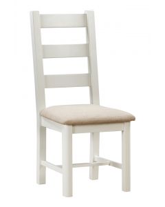 Farnworth Painted Pair of Ladderback Chairs with Fabric Seat