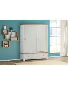 Farnworth Painted Large robe with 2 Sliding Doors & 3 Drawers