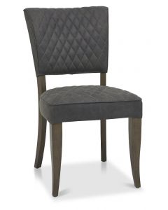 Lancashire Fumed Oak Upholstered Chair- Dark Grey Fabric (Pair)