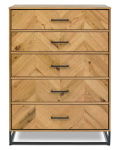 Preston Rustic Oak 5 Drawer Chest