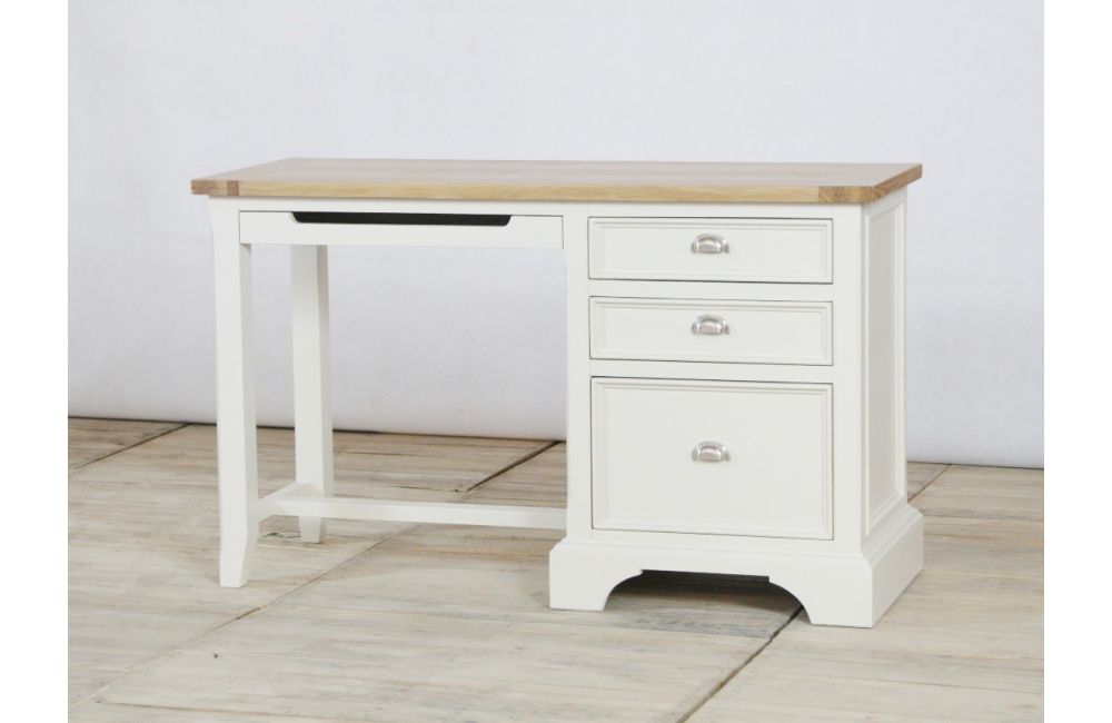 White pedestal desk with shop drawers