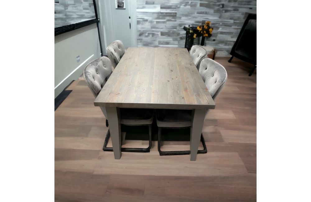 Grey pine dining clearance table