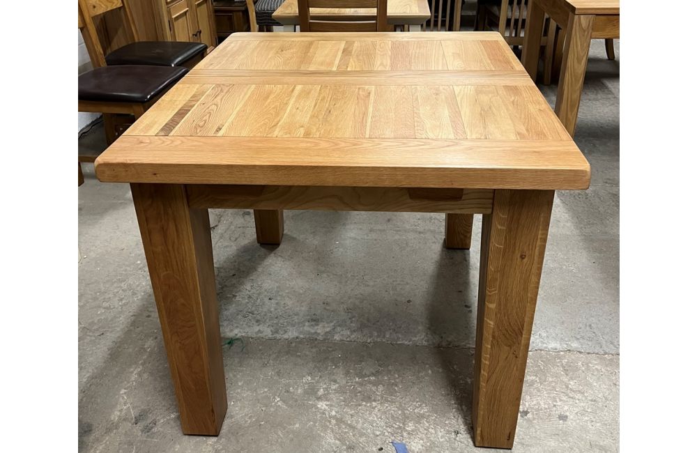 Square oak shop extending dining table