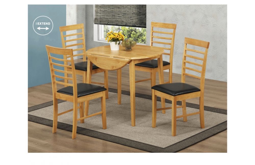 Castellon drop leaf rubber solid wood outlet dining table