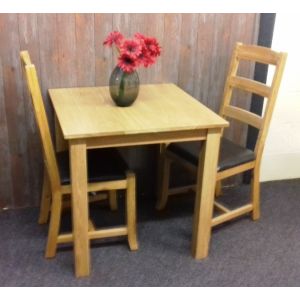 Solid Oak Dining Table with Two Chairs