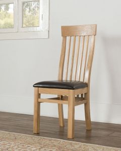 Vogue Light Oak Dining Chair PU Leather Seat ( PAIR )
