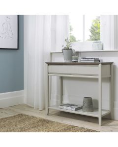 Bergen Grey Washed Oak & Soft Grey Console Table With Drawer 